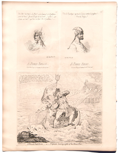 original James Gillray etchings A Paris Belle

A Paris Beau

A French Hail Store; or, Neptune Loosing sight of the Brest Fleet